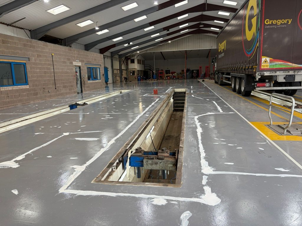 Pumatect installation in progress around an HGV pit