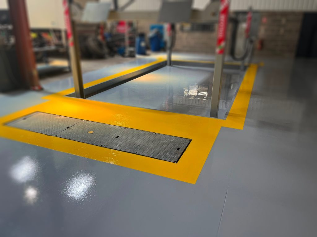 Safety Yellow marking around testing equipment