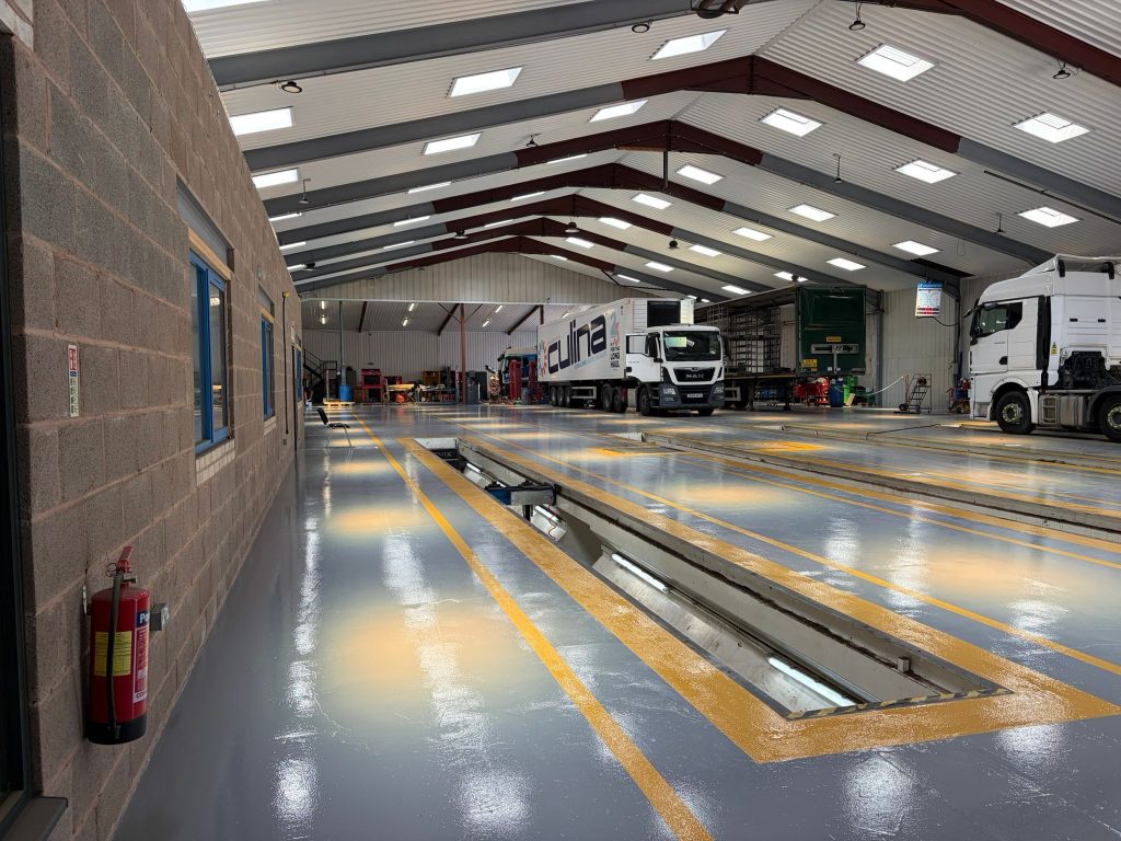HGV pits on the finished Pumatect floor