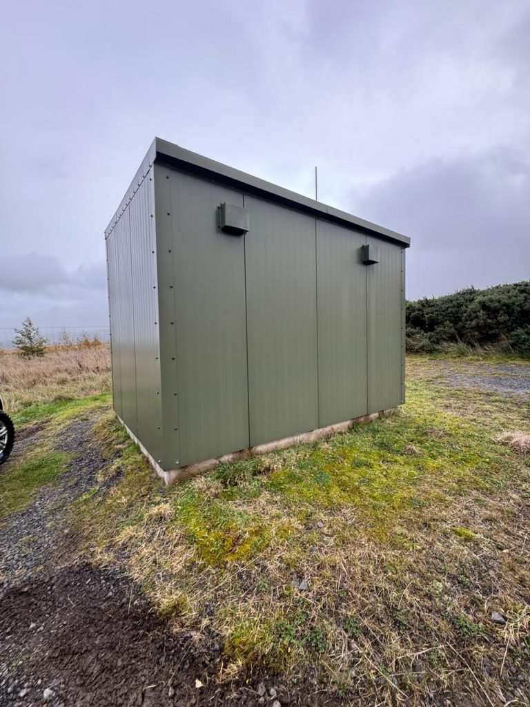 Highland Spring borehole pump house in the Scottish Highlands