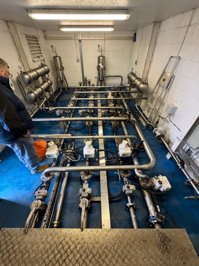 Pipework room with the original floor coating