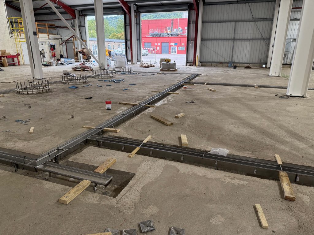 Drainage channel layout before screeding