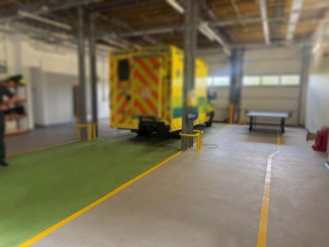 Overview of the finished ambulance station floor