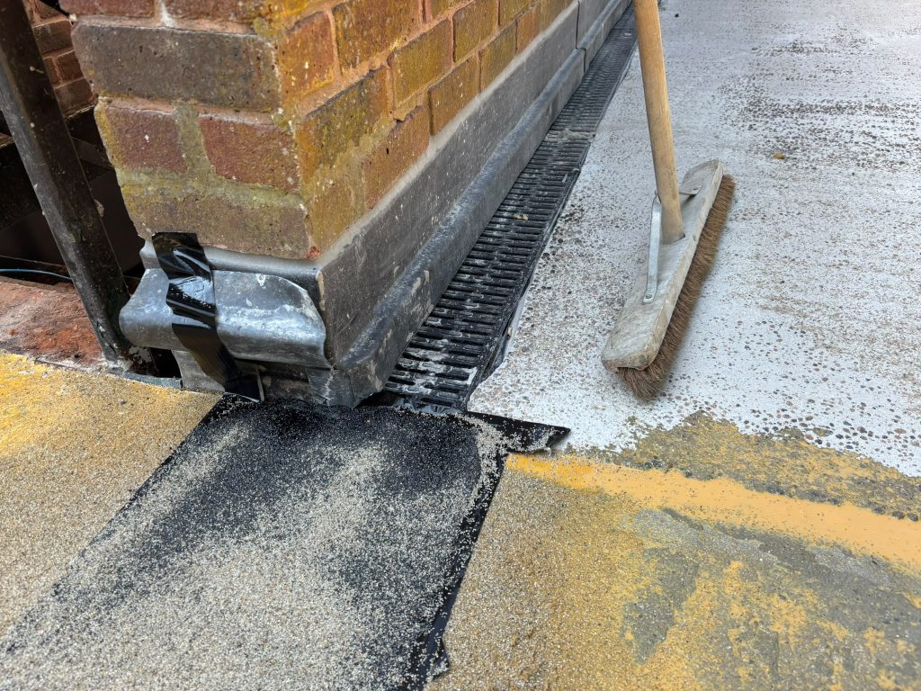 Detailing around the drainage at the car park deck edge
