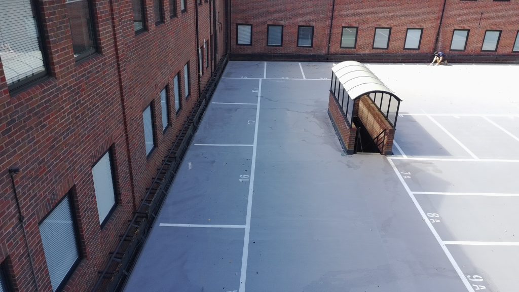 Finished top deck with new parking bay markings