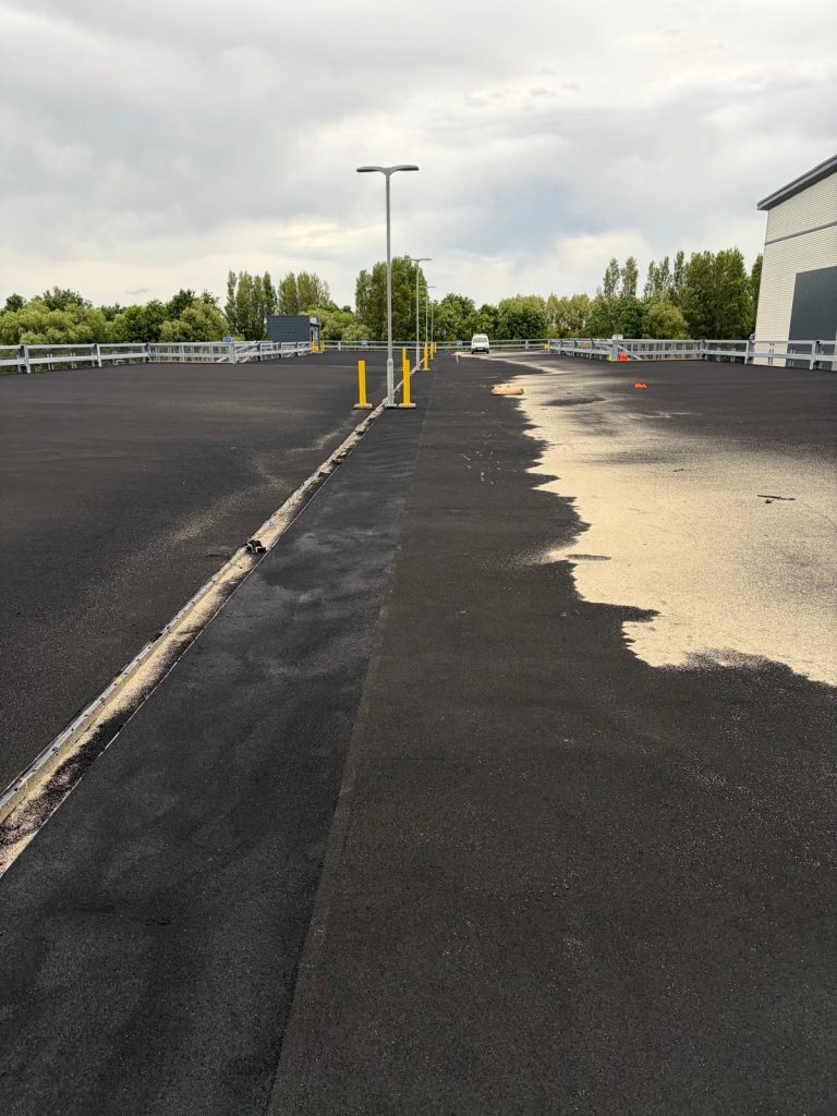 Slip-resistant wearing course being applied