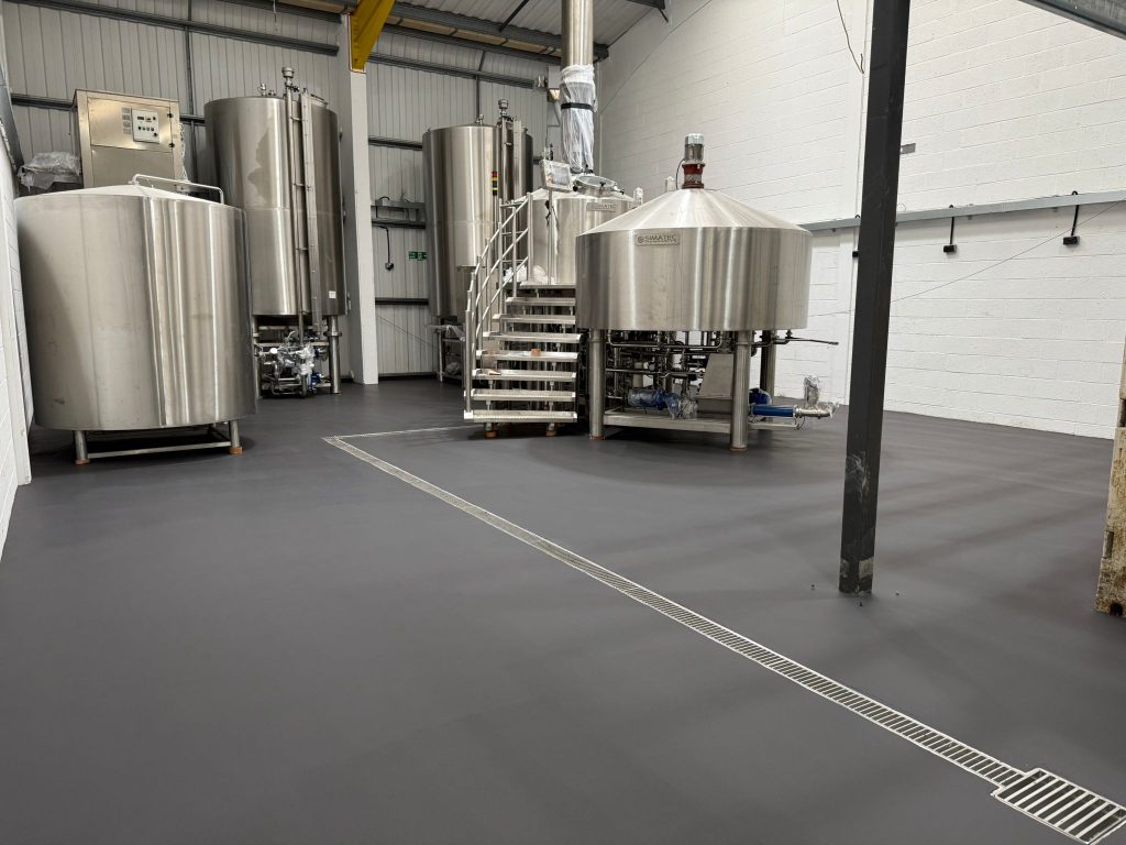 Pumadur RT floor and ACO drainage channel in the Primordial Brewing brewhouse
