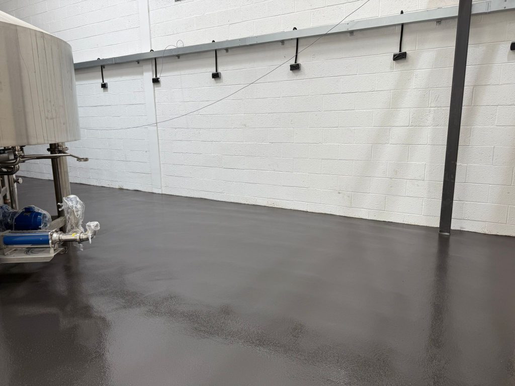 Pumadur RT floor beside the brewhouse equipment